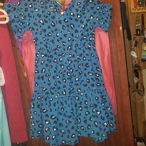 Wonder Nation Blue Leopard Print Kids Dress